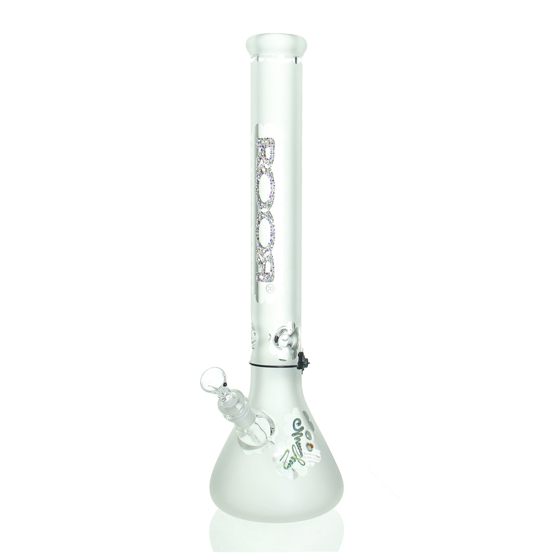 RooR 18in Beaker Swarovski Crystals — 50x5mm thick borosilicate beaker bong with Swarovski crystal accents