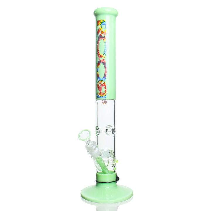 RooR 18in Milky Green Straight Tie Dye — 18in straight tube bong in milky green with tie-dye accents