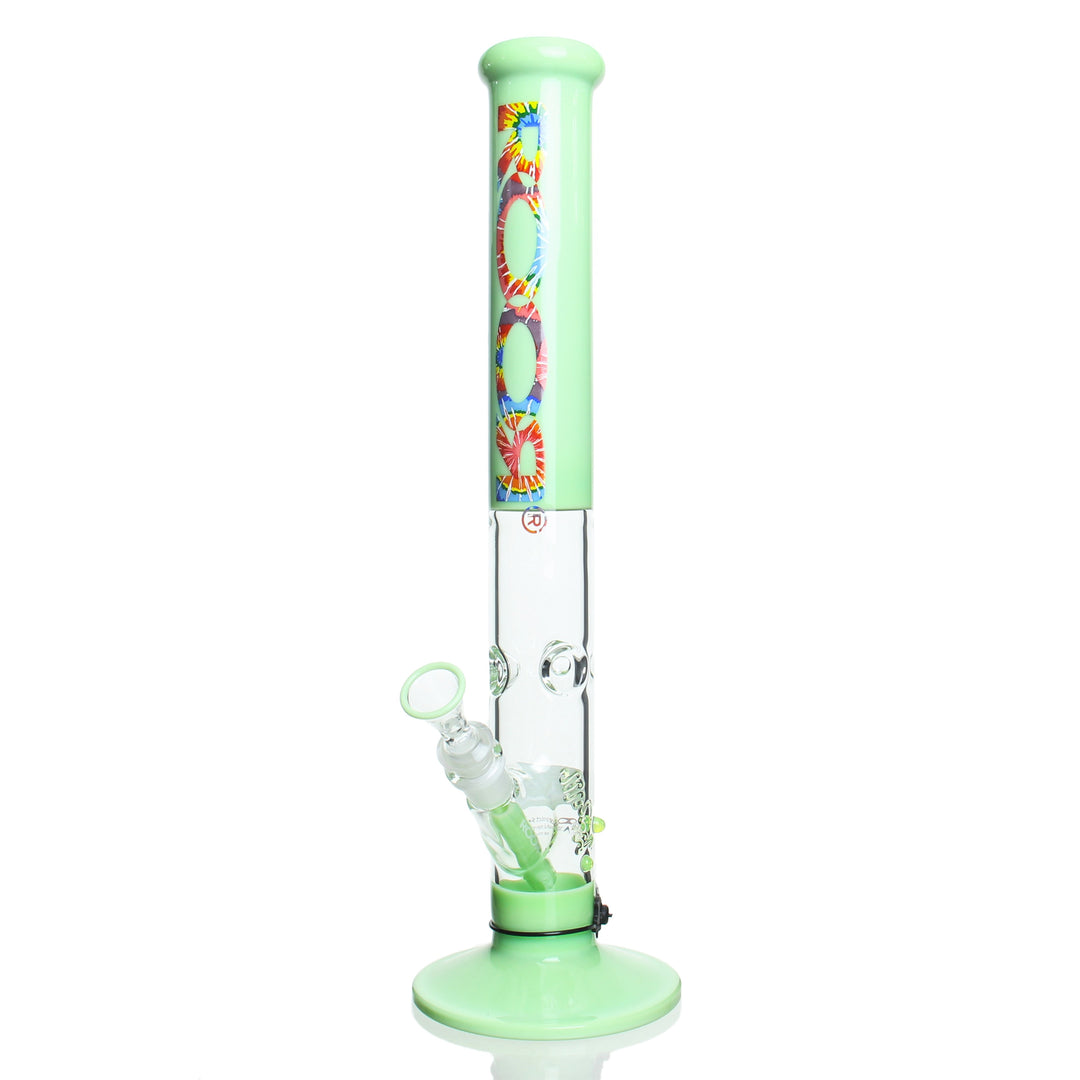 RooR 18in Milky Green Straight Tie Dye — 18in straight tube bong in milky green with tie-dye accents