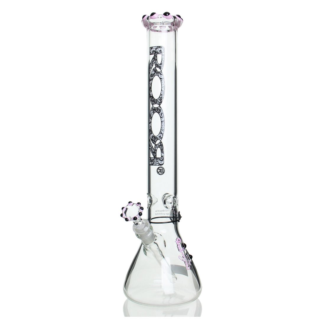 RooR 18in Pink Crown Beaker 50x5mm Lace — 18in 50x5mm pink crown beaker with Lace accent