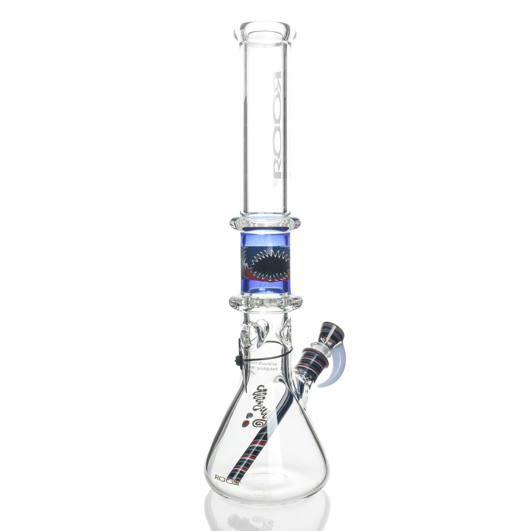 RooR x Chase Adams 18in Beaker White — beaker bong collab shown from alternate angle with white label