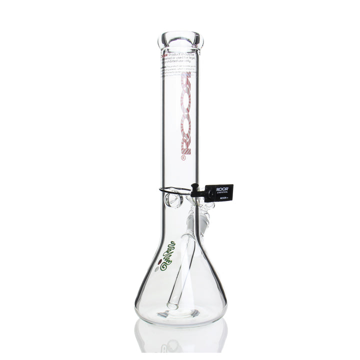 RooR Glass 14in Beaker 50x5mm Candy Cane — Candy Cane 14in beaker from alternate angle