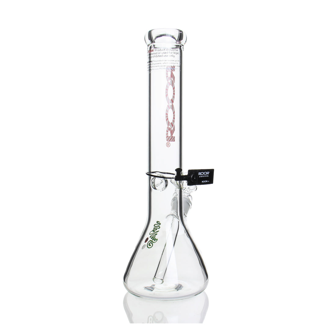 RooR Glass 14in Beaker 50x5mm Candy Cane — Candy Cane 14in beaker from alternate angle