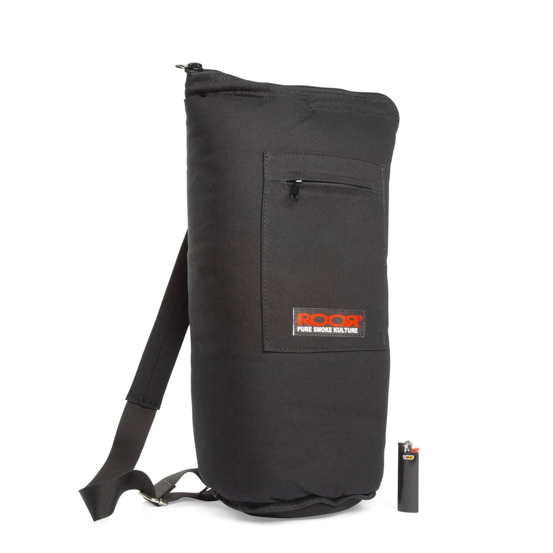 RooR Glass 20in Padded Bag Black — front RooR logo embroidery detail