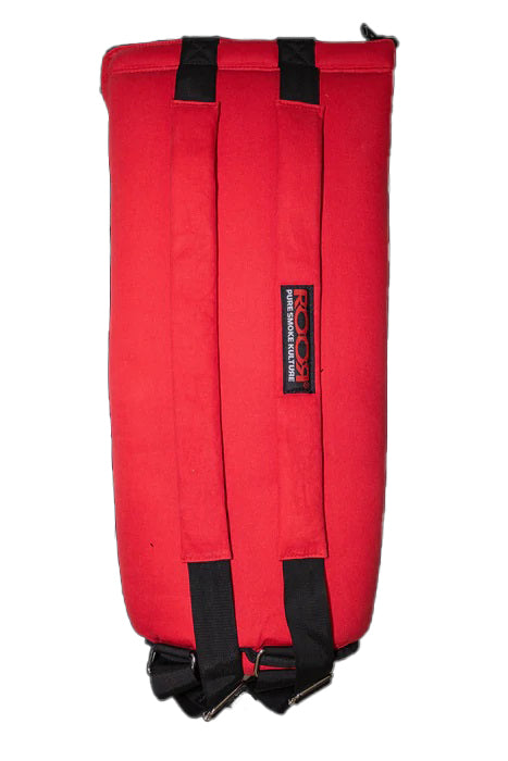 RooR Glass 20in Padded Bag Red — alternate angle showing zipper and RooR embroidery detail