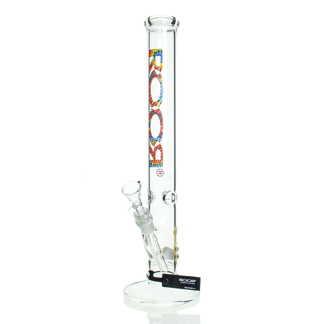RooR Ninety Nine 18in Straight Tube Tie Dye — 50x5mm bong with tie dye color accents, Ninety Nine series