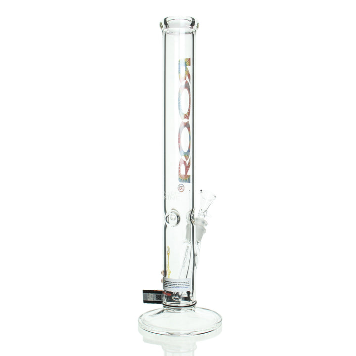 RooR Ninety Nine 18in Straight Tube Tie Dye — tie dye Ninety Nine straight bong shown from alternate angle