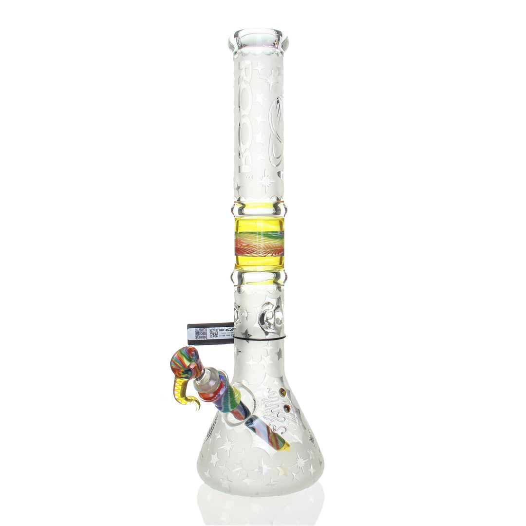 RooR x Chase Adams 18in Frosted Beaker 50x7 Galaxy — collab beaker bong with frosted galaxy artwork, hero shot