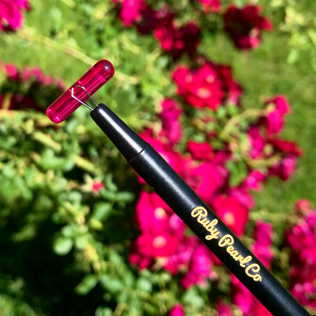 Ruby Pearl Co Terp Pillar Ruby — ruby quartz terp pillar accessory for low-temp dab bangers, close-up view