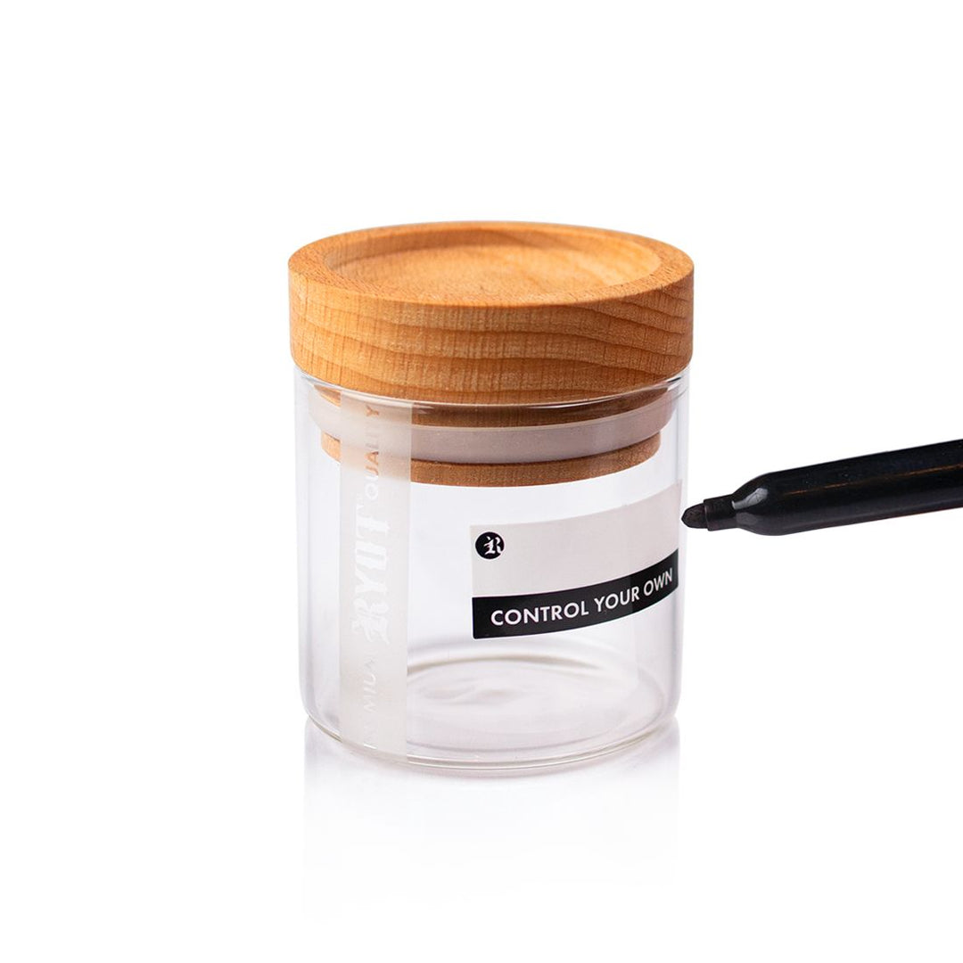 RYOT Clear Glass Storage Jar — open jar showing lid