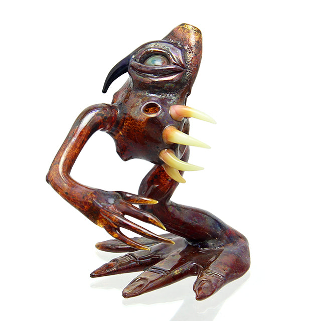 Salt Glass Creature Dry Pipe sculptural handpipe