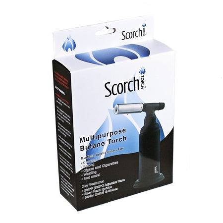 Scorch Torch 51535 — black butane torch with adjustable flame, side view