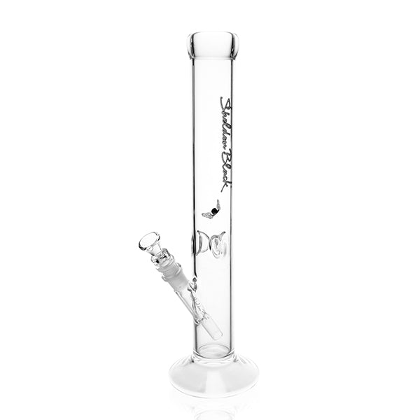 Sheldon Black Glass 16 inch Medio Straight Tube 50x5mm Silver bong with 14mm joint