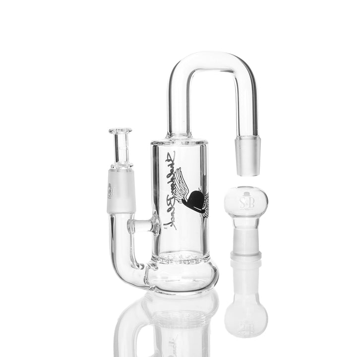Sheldon Black Ash Catcher 18 Male to 18 Male — glass ash catcher with 18mm male joints, hero shot
