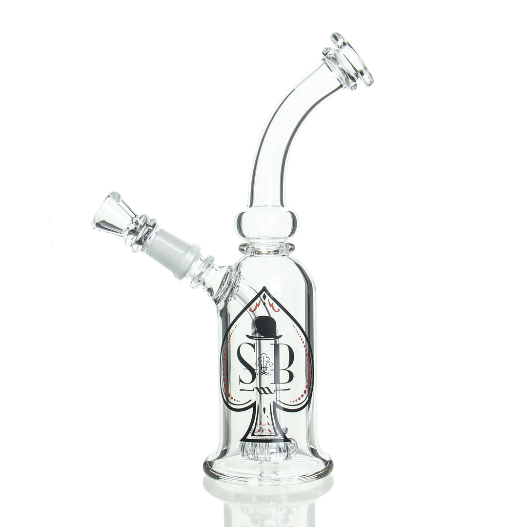 Sheldon Black The Bottle Bubbler Spade Red — Spade Red bottle bubbler etched artwork detail