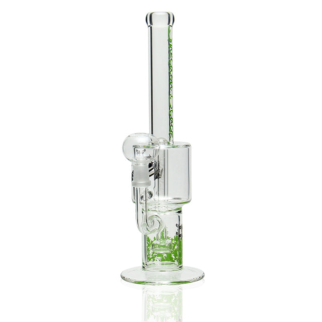 Sheldon Black Glass Stemless Double Showerhead DNA artwork bong with 14mm male joint