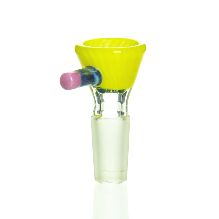 Sherbet Glass 14mm Pencil Slide Yellow — heady glass pencil-shaped slide bowl in yellow colorway