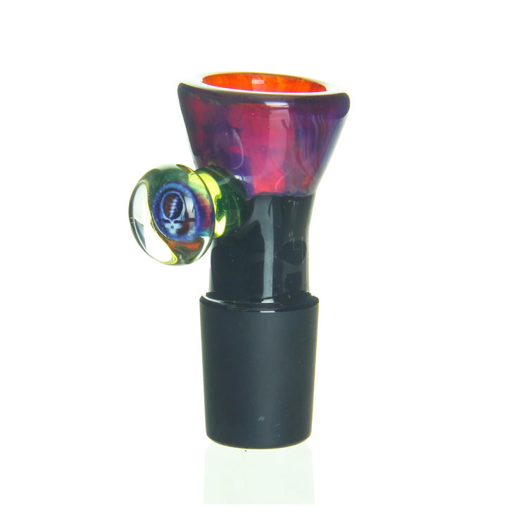 Sherbet Glass 18mm Grateful Dead Slide — 18mm slide bowl with Grateful Dead themed colorway