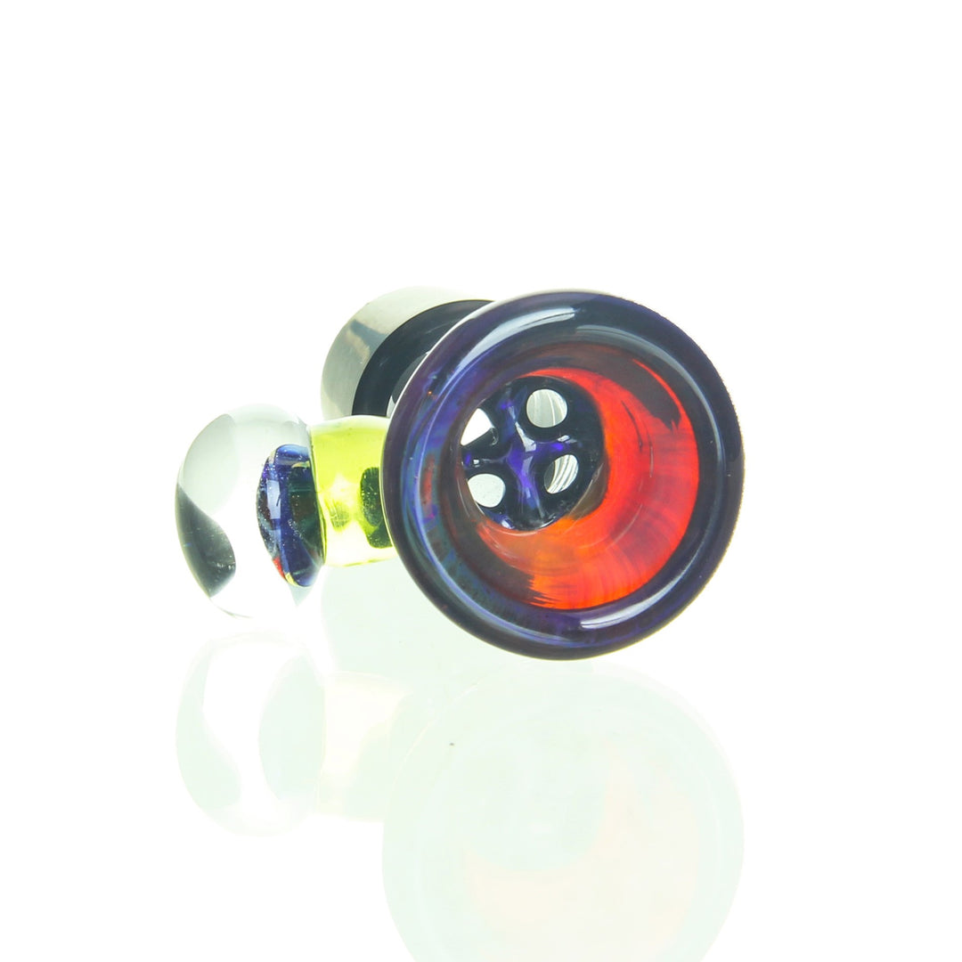 Sherbet Glass 18mm Grateful Dead Slide — Grateful Dead themed 18mm slide shown from alternate angle