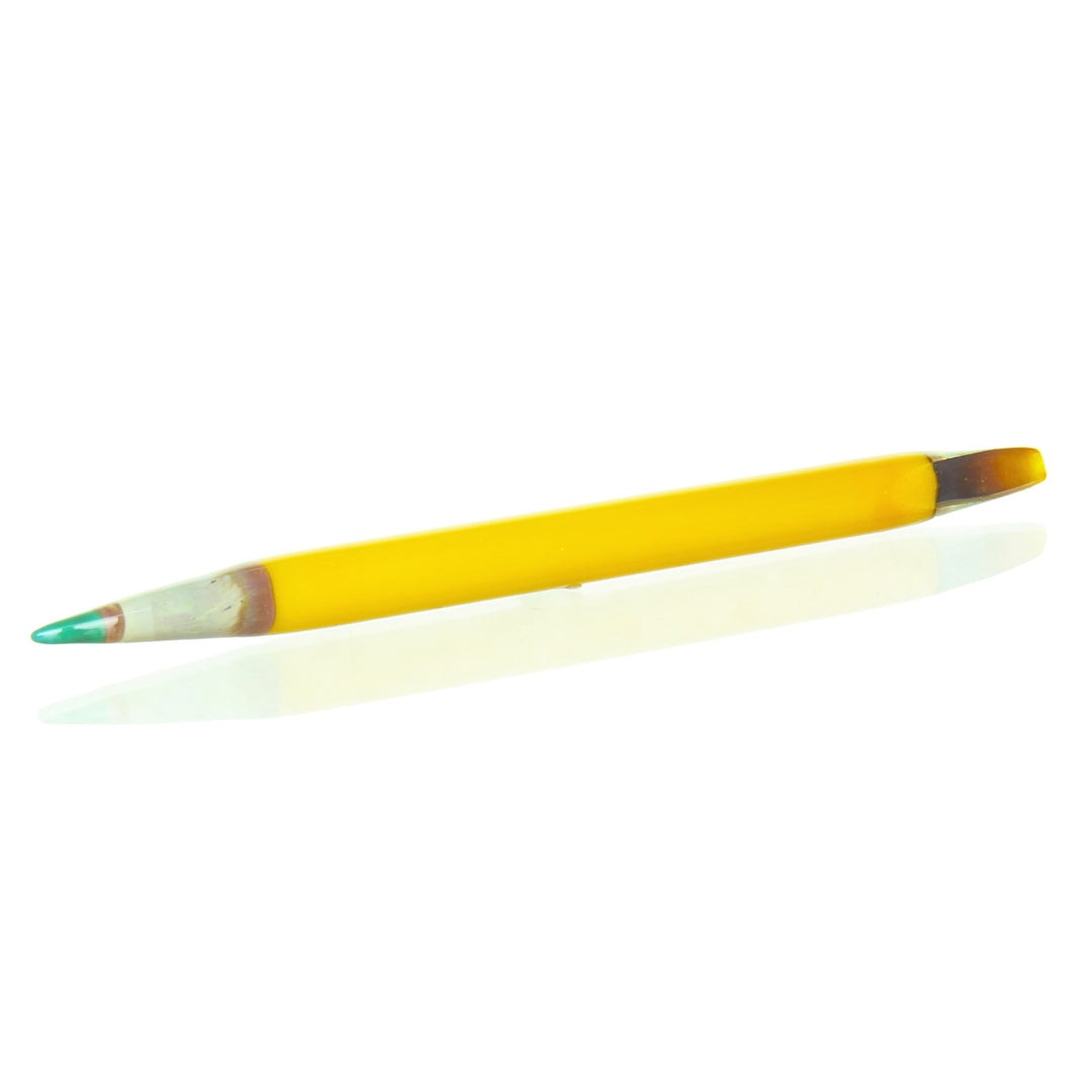 Sherbet Glass Chisel Tip Pencil Yellow — handmade glass dabber with chisel-tip end in yellow colorway