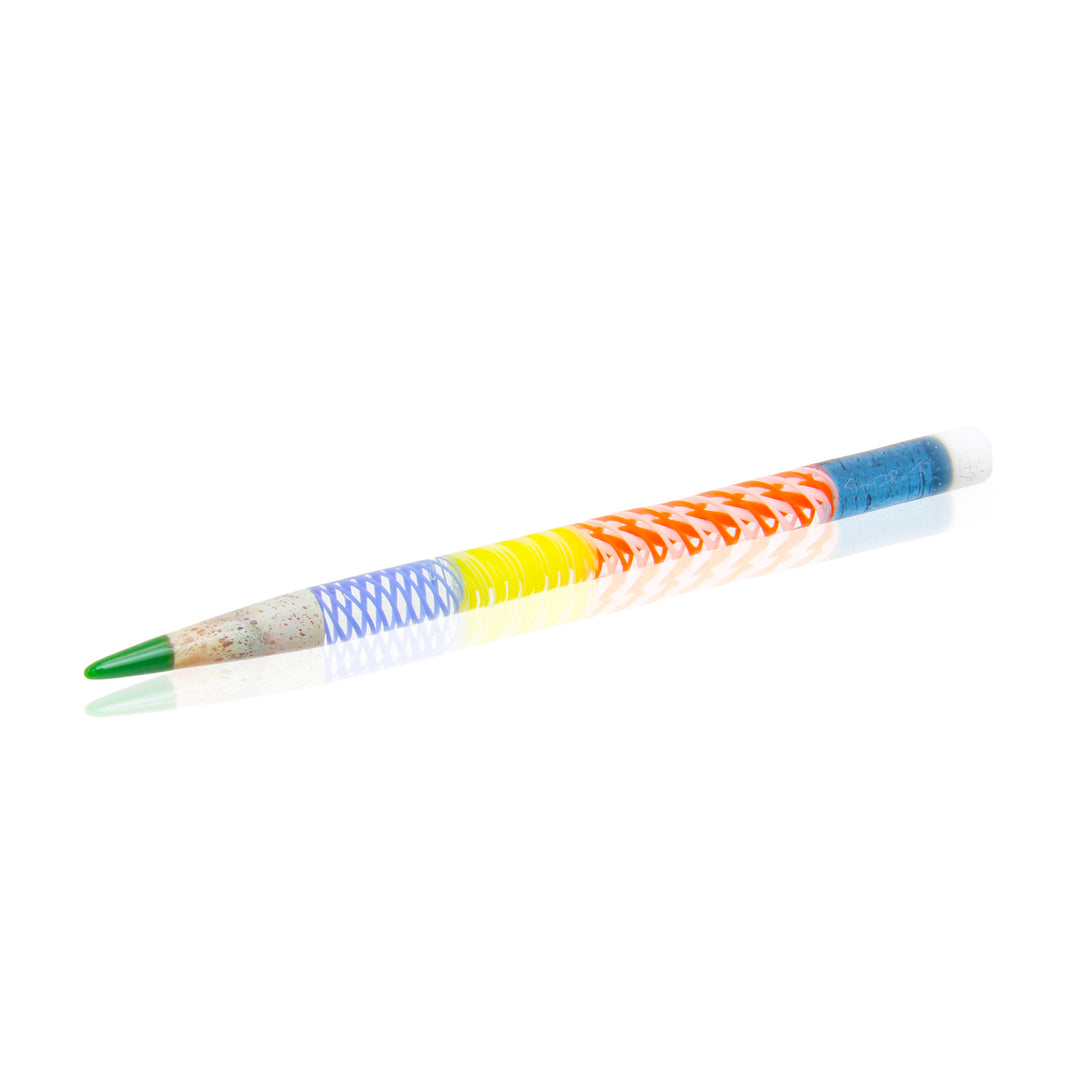 Sherbet Glass x Harold Cooney Zanfirico Pencil Rainbow — handmade glass dabber with rainbow zanfirico cane work