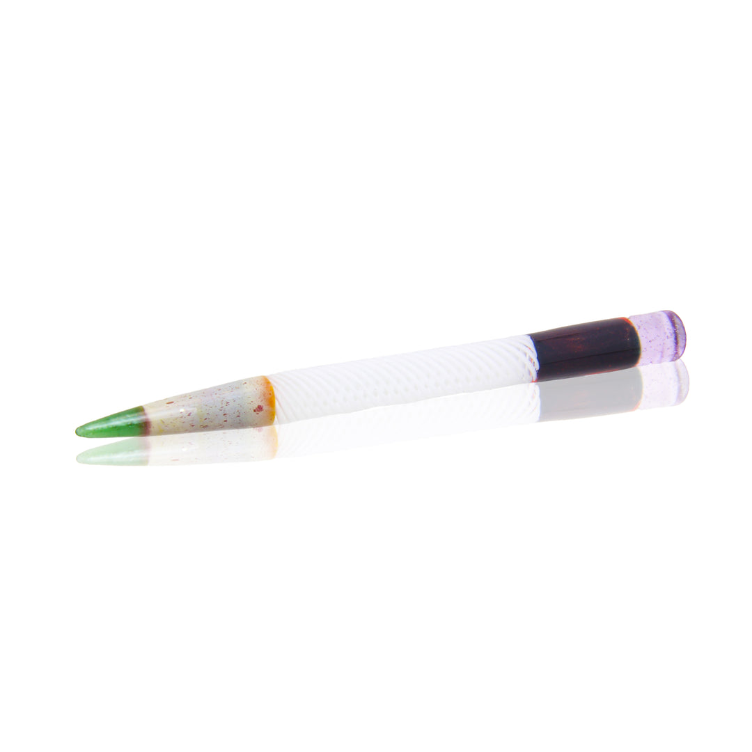 Sherbet Glass x Harold Cooney Zanfirico Pencil White — handmade glass dabber with white zanfirico cane work