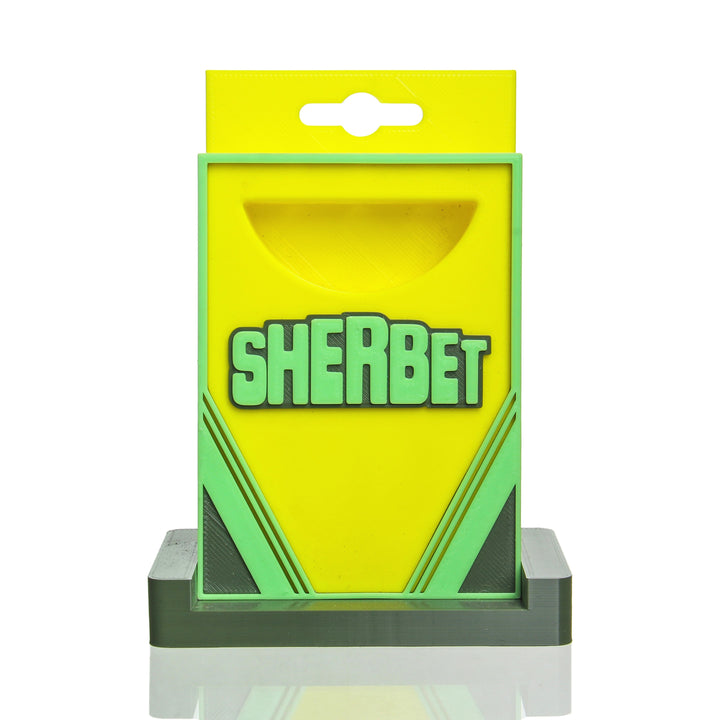 Sherbet Glass Crayon Box Stand Yellow Green Olive — heady glass crayon-themed dabber stand in yellow, green, and olive
