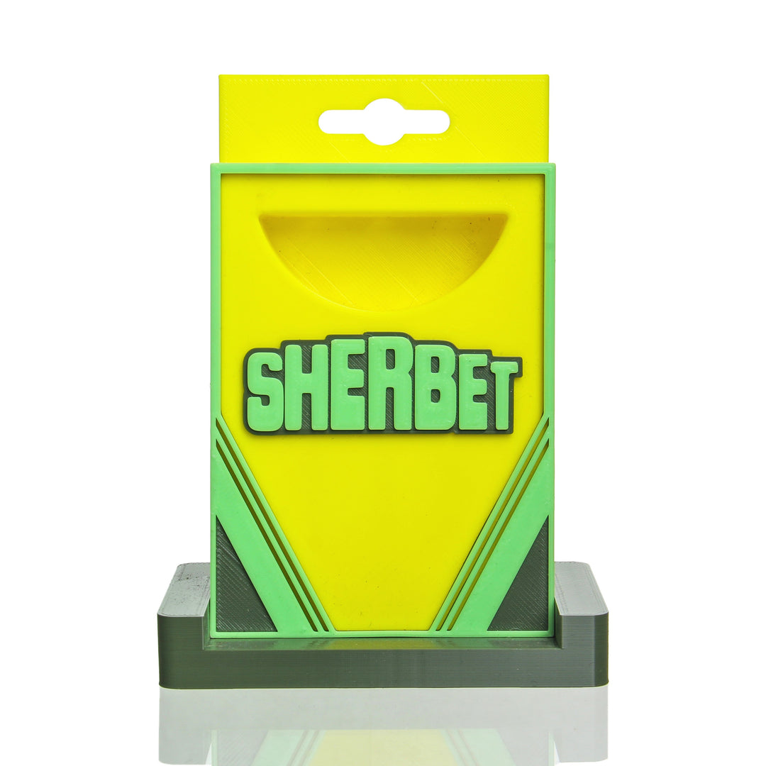 Sherbet Glass Crayon Box Stand Yellow Green Olive — heady glass crayon-themed dabber stand in yellow, green, and olive