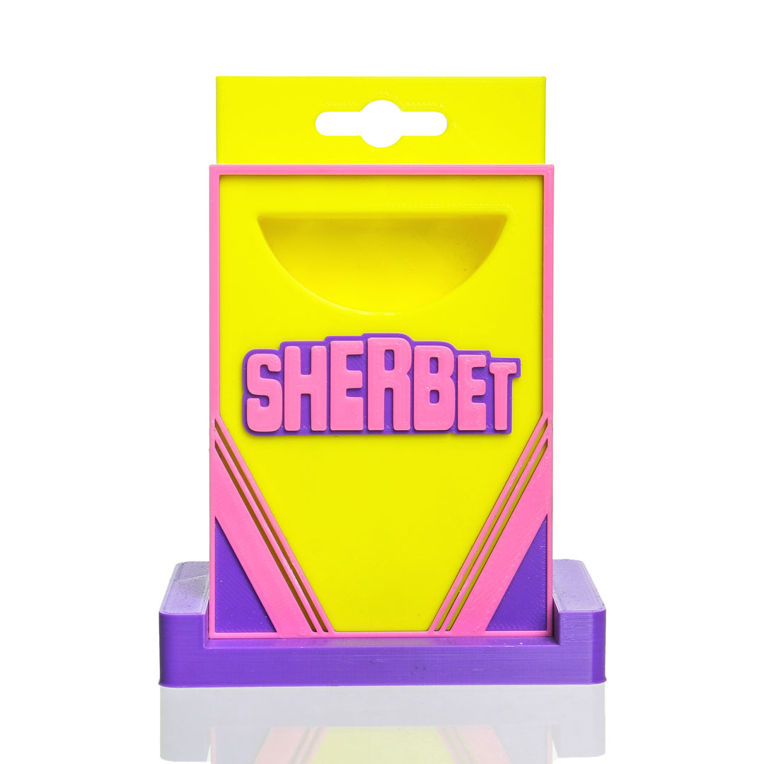 Sherbet Glass Crayon Box Stand Yellow Pink Purple — heady glass crayon-themed dabber stand in yellow, pink, and purple