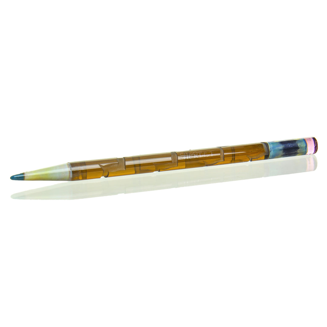 Sherbet Glass Deep Carved Pencil Dabber Brown — heady glass pencil dabber with deep-carved pattern in brown