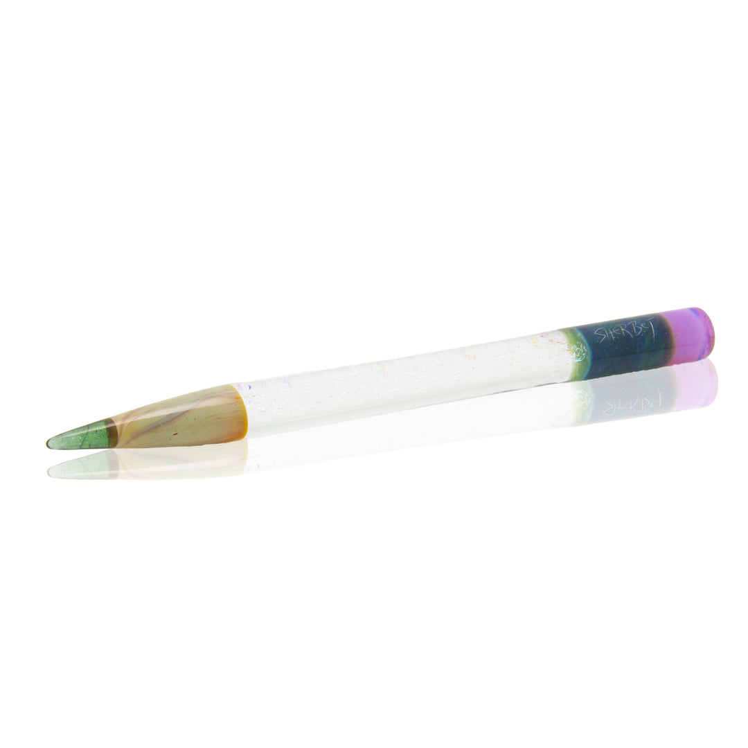 Sherbet Glass Dichro Pencil — handmade glass dabber with shimmering dichroic color-shifting accent, variant 2 view A
