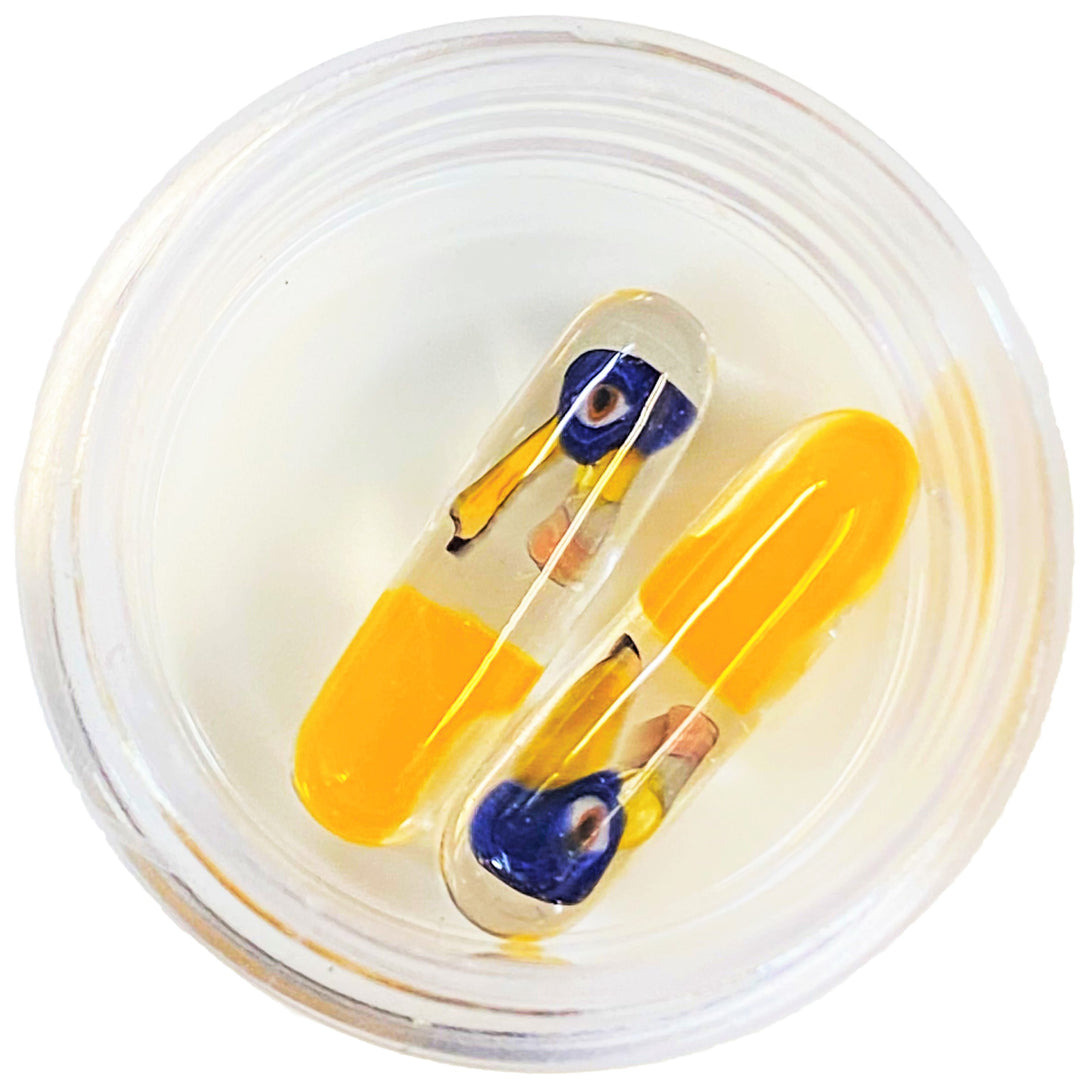 Sherbet Glass Milli Terp Pillar Yellow — heady glass terp pillar with yellow millefiori cane work