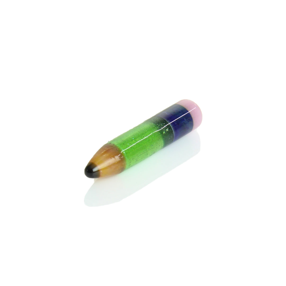 Sherbet Glass Pencil Pillar Green Stardust — pencil-shaped terp pillar for slurper bangers, green stardust colorway