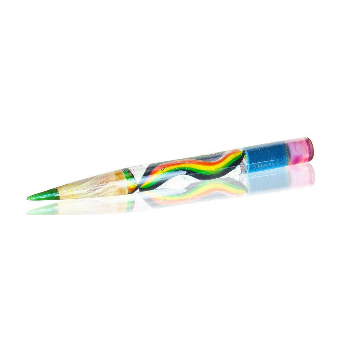 Sherbet Glass x JRL Glass Rainbow Dichro Pencil — handmade collab glass dabber with rainbow dichroic accent