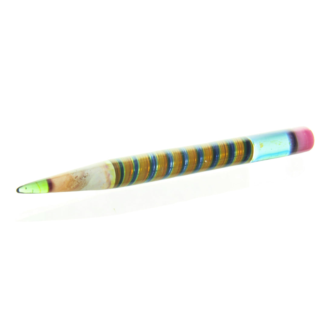 Sherbet Glass x King Leo Glass Swirl Fumed Pencil — handmade collab glass dabber with silver fume swirl pattern
