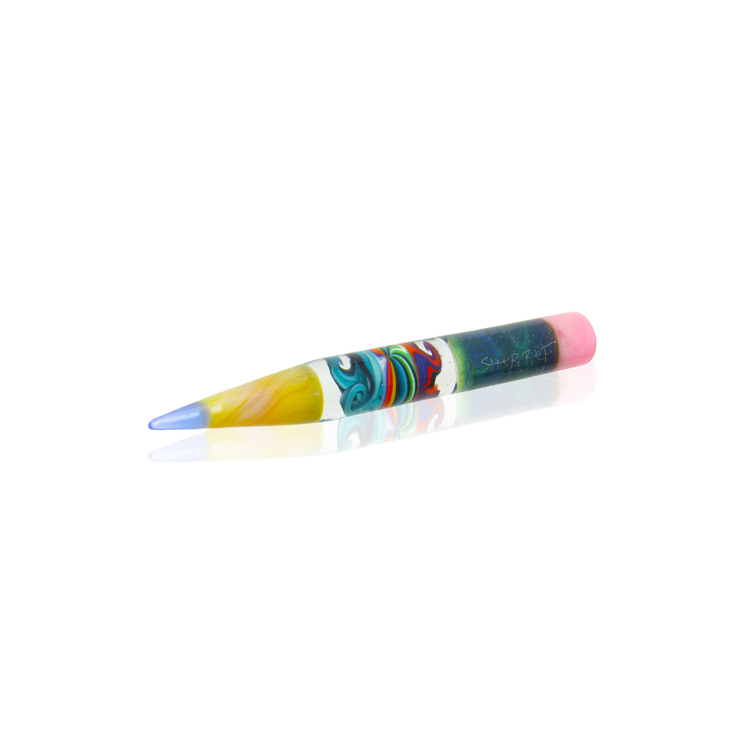 Sherbet Glass x MTP Wig Wag Pencil — handmade collab glass dabber tool with custom wig wag pattern by MTP Glass