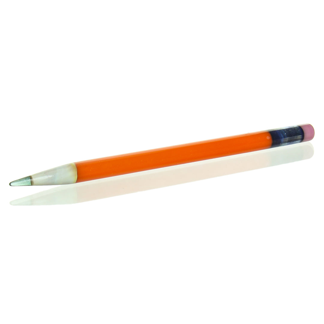 Sherbet Glass Pencil Dabber Orange Green Tip — heady glass pencil dabber in orange with green tip