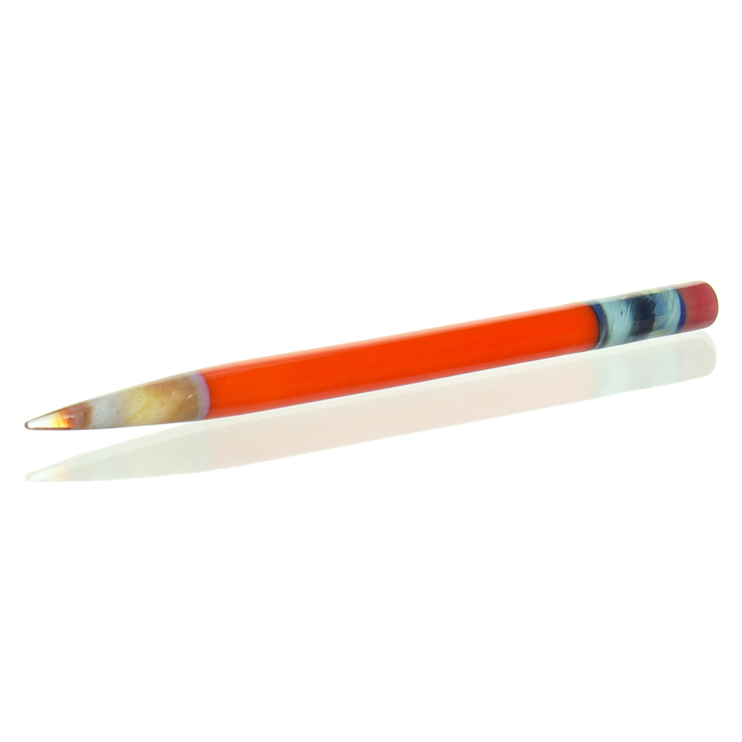Sherbet Glass Pencil Dabber Orange Peach Tip — heady glass pencil dabber in orange with peach tip
