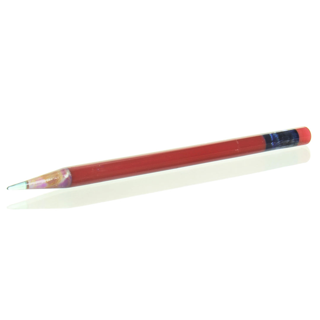 Sherbet Glass Pencil Dabber Red Blue Tip — heady glass pencil dabber in red with blue tip