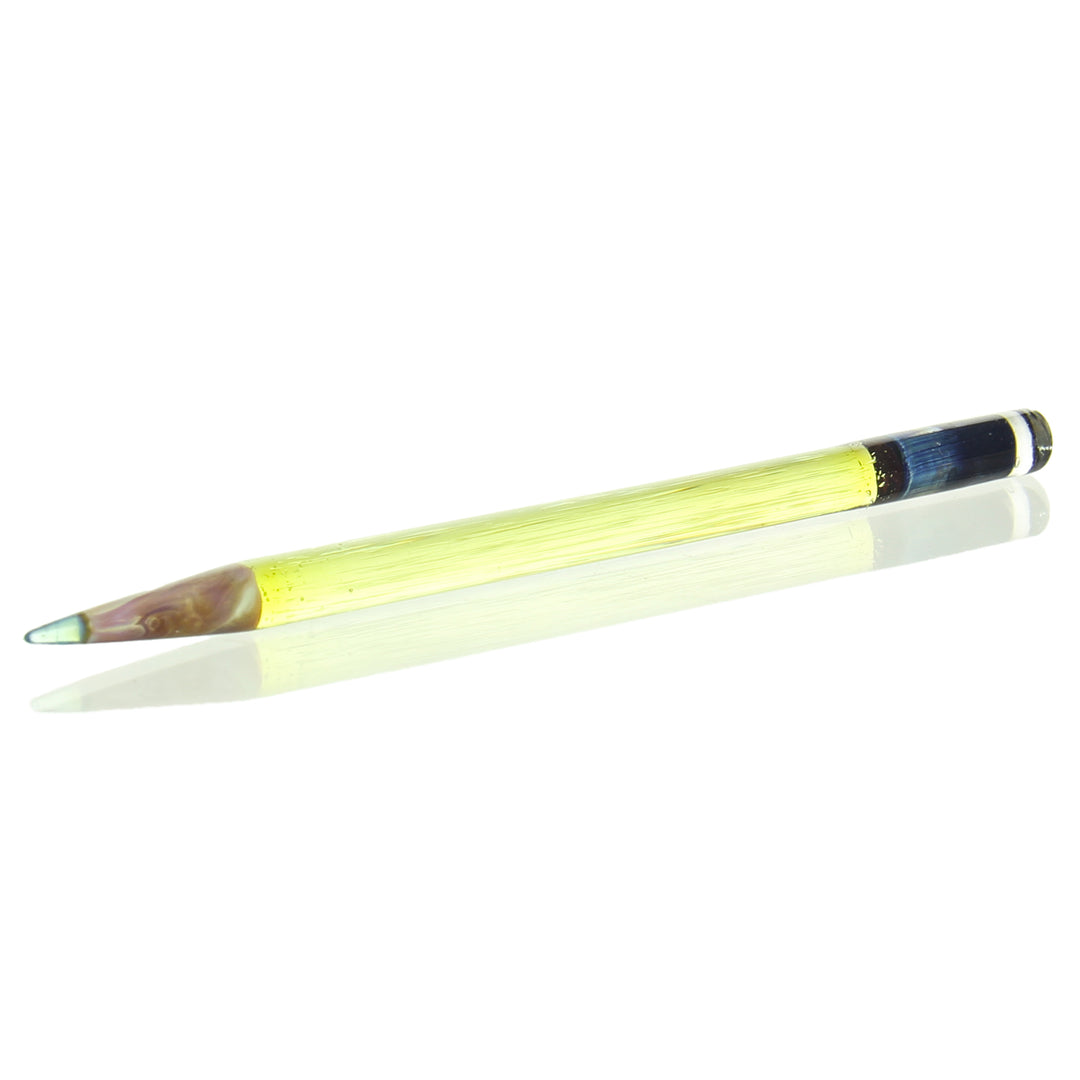 Sherbet Glass Pencil Dabber Transparent Yellow Blue Tip — heady glass pencil dabber in transparent yellow with blue tip