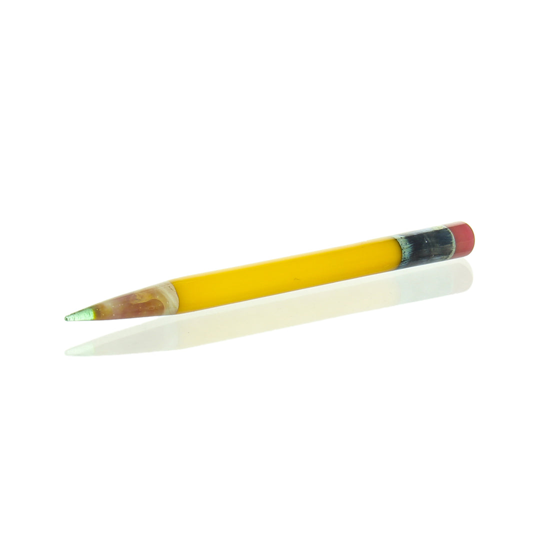 Sherbet Glass Pencil Dabber Yellow Green Tip — heady glass pencil dabber in yellow with green tip