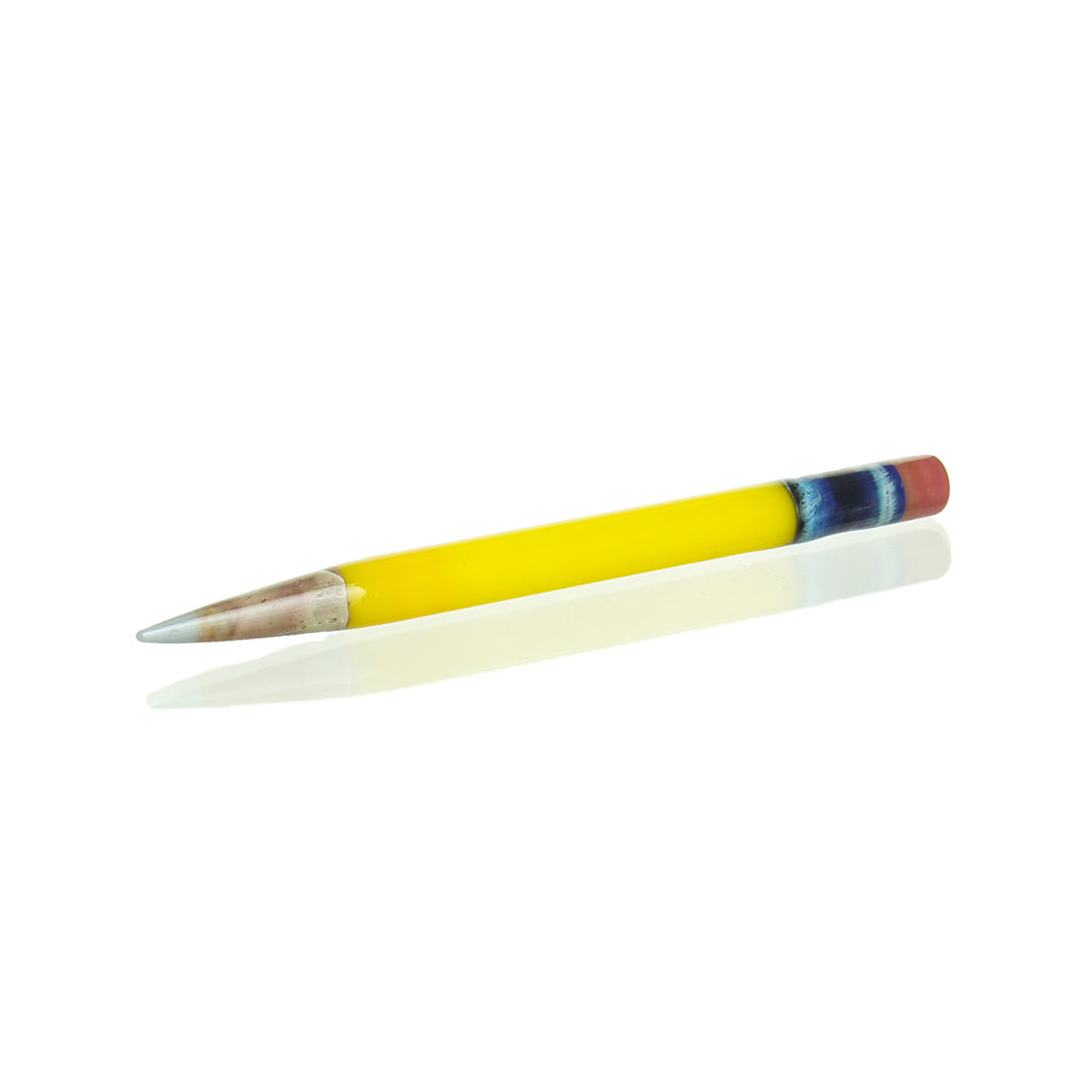 Sherbet Glass Pencil Dabber Yellow Grey Tip — heady glass pencil dabber in yellow with grey tip
