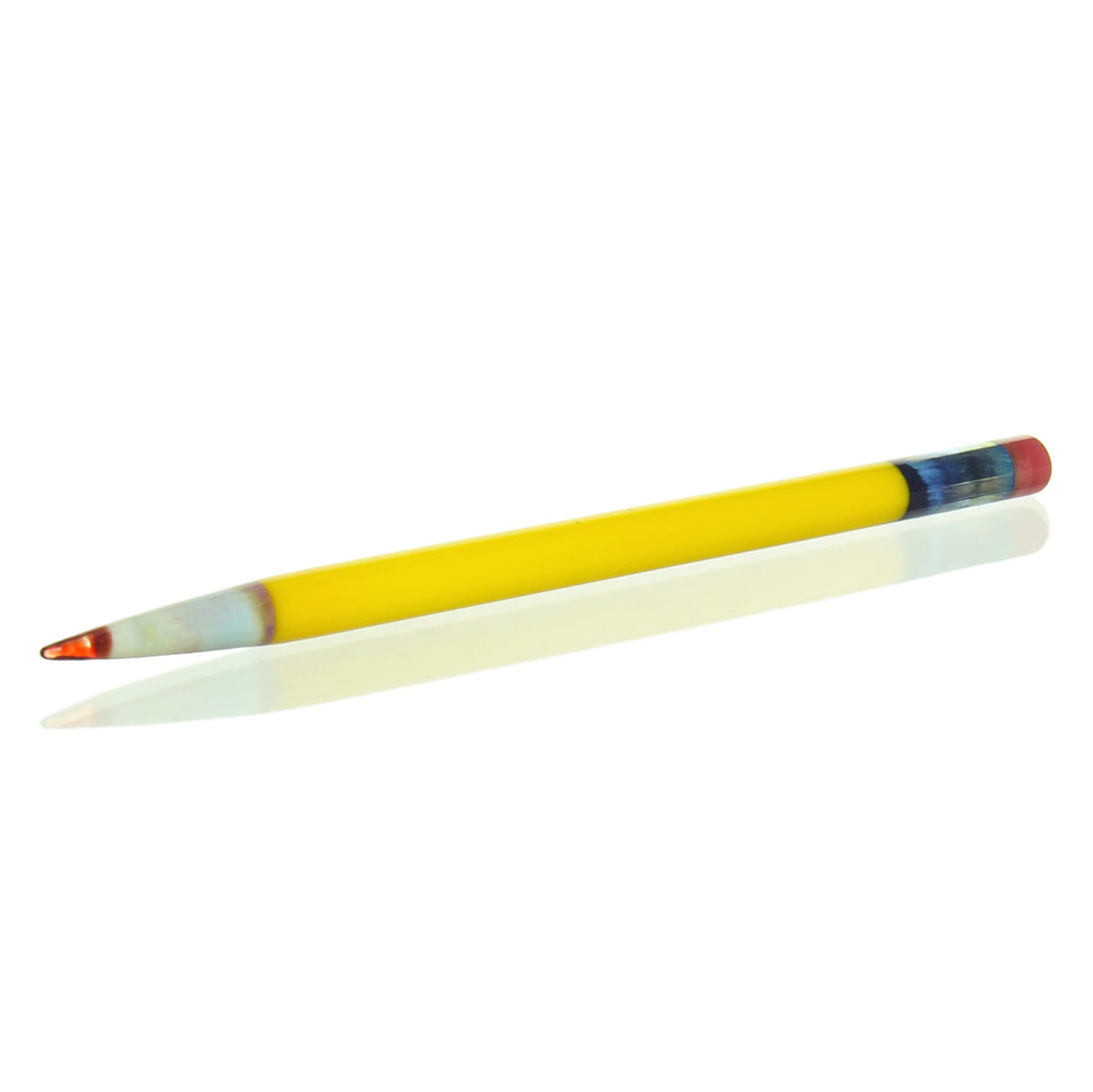 Sherbet Glass Pencil Dabber Yellow Red Tip — heady glass pencil dabber in yellow with red tip