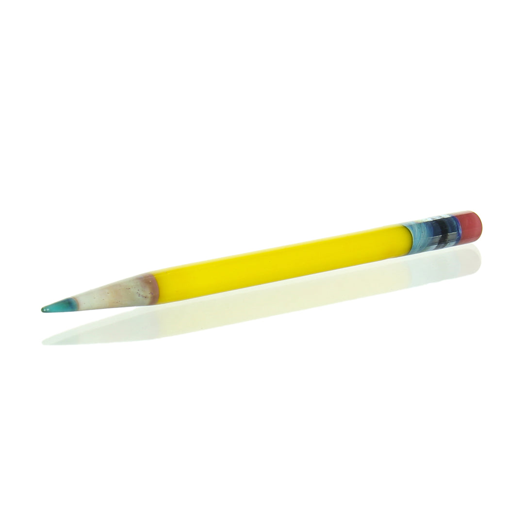 Sherbet Glass Pencil Dabber Yellow Teal Tip — heady glass pencil dabber in yellow with teal tip