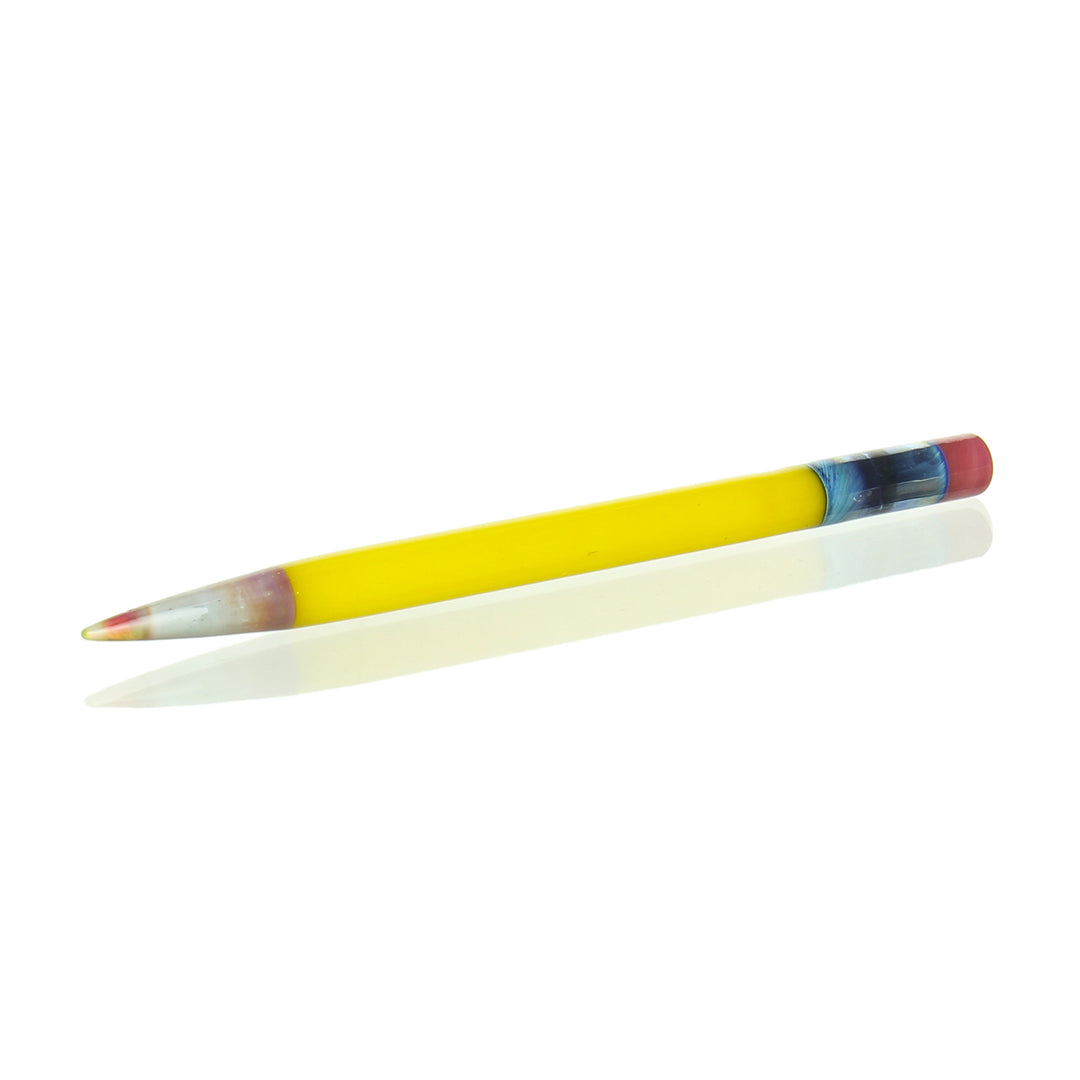 Sherbet Glass Pencil Dabber Yellow White Tip — heady glass pencil dabber in yellow with white tip