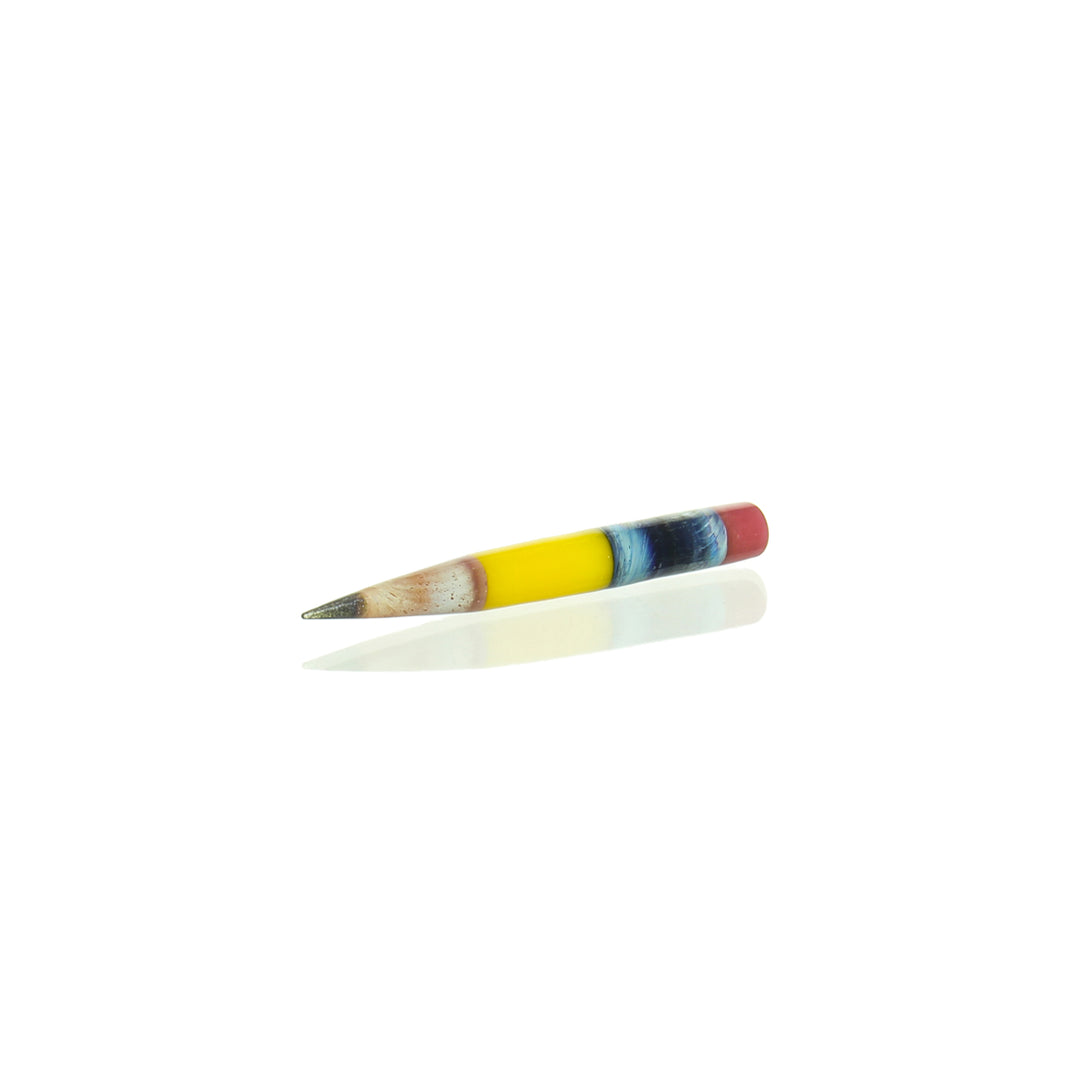 Sherbet Glass Stubby Pencil Dabber Yellow Black Tip — heady glass stubby-style pencil dabber in yellow with black tip