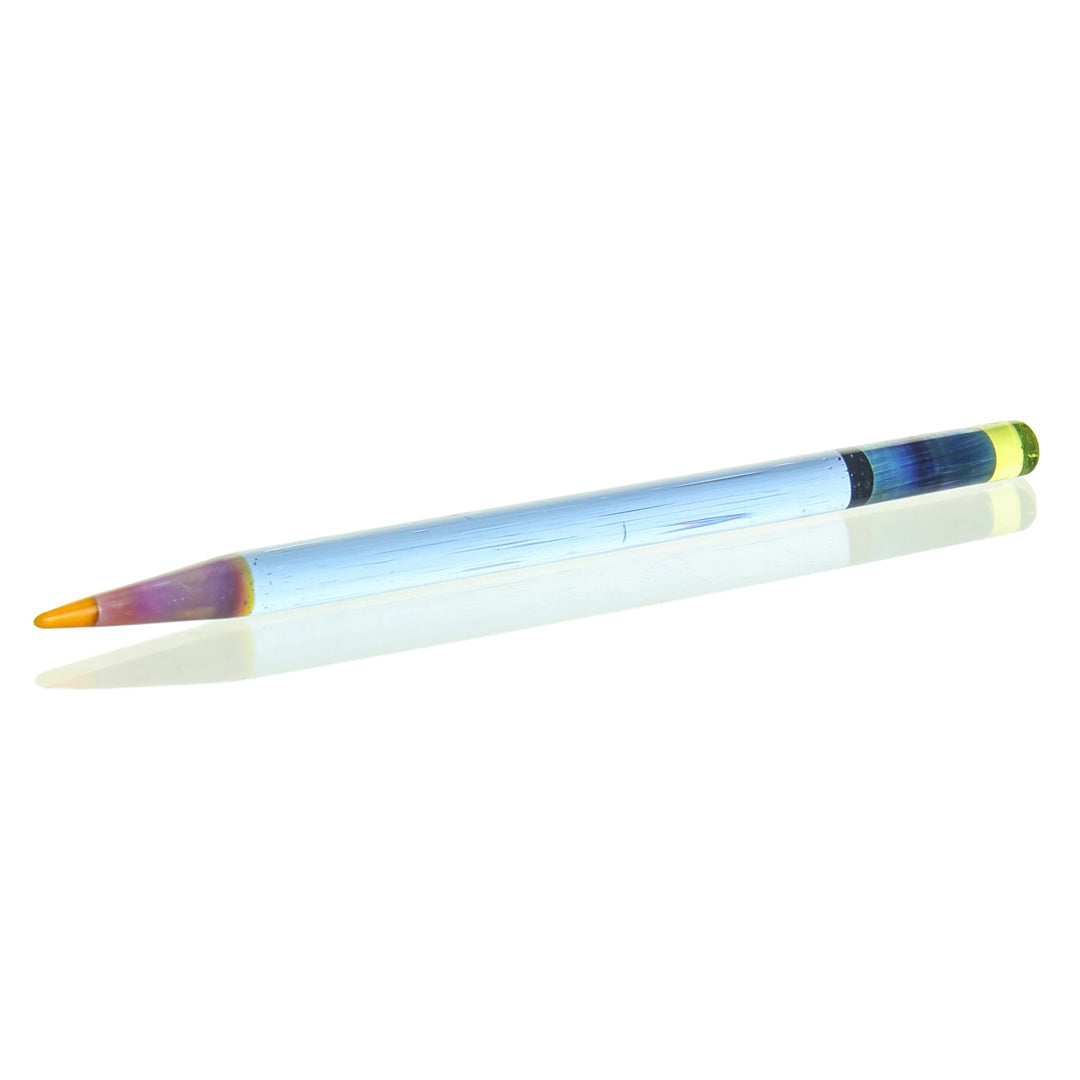 Sherbet Glass UV Pencil Dabber Blue Orange Tip — UV-reactive glass pencil dabber in blue with orange tip