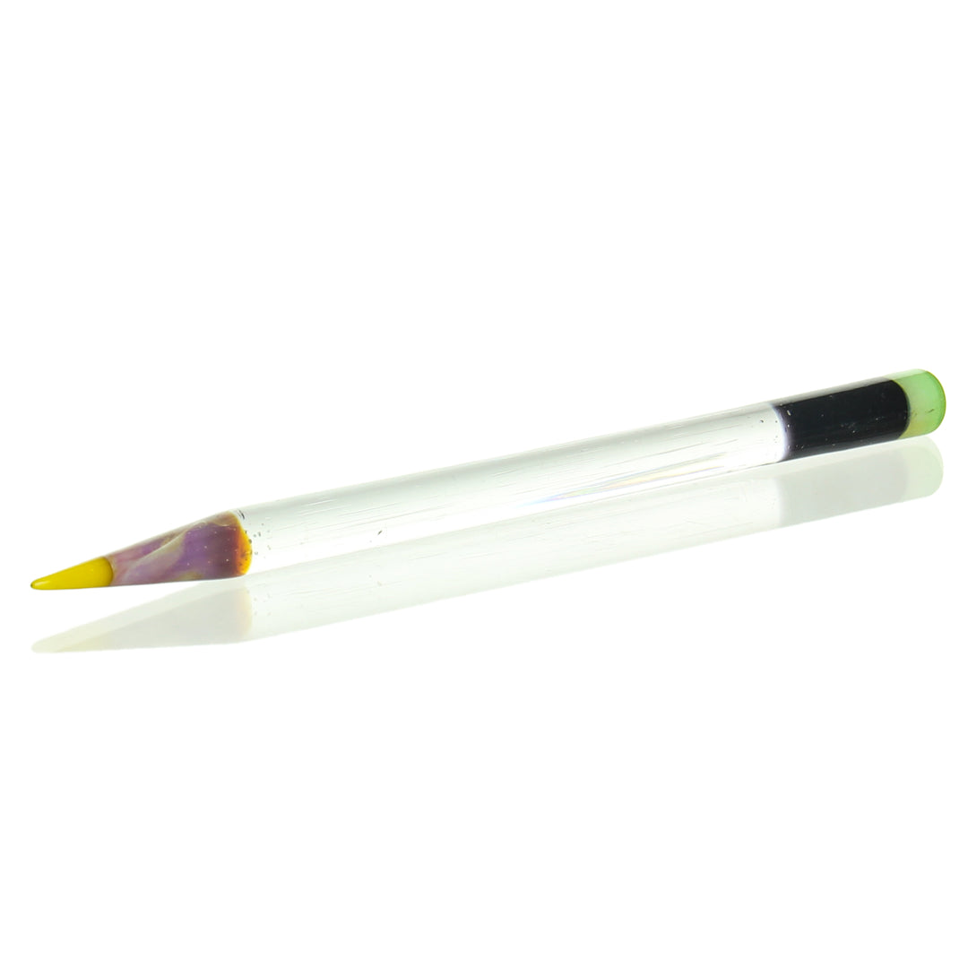 Sherbet Glass UV Pencil Dabber Electric Flamingo Yellow Tip — UV-reactive glass pencil dabber in Electric Flamingo with yellow tip