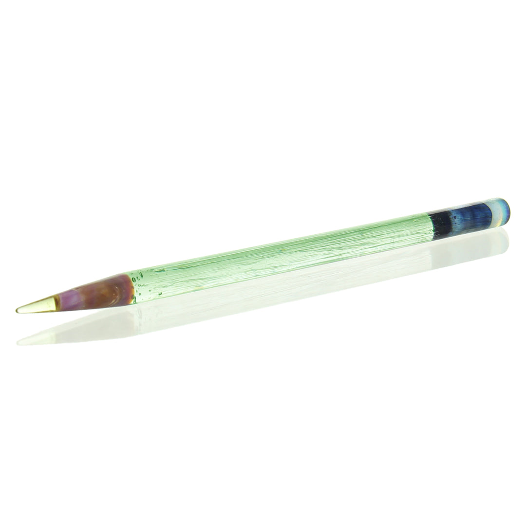 Sherbet Glass UV Pencil Dabber Green Illuminati Tip — UV-reactive glass pencil dabber in green with Illuminati eye tip