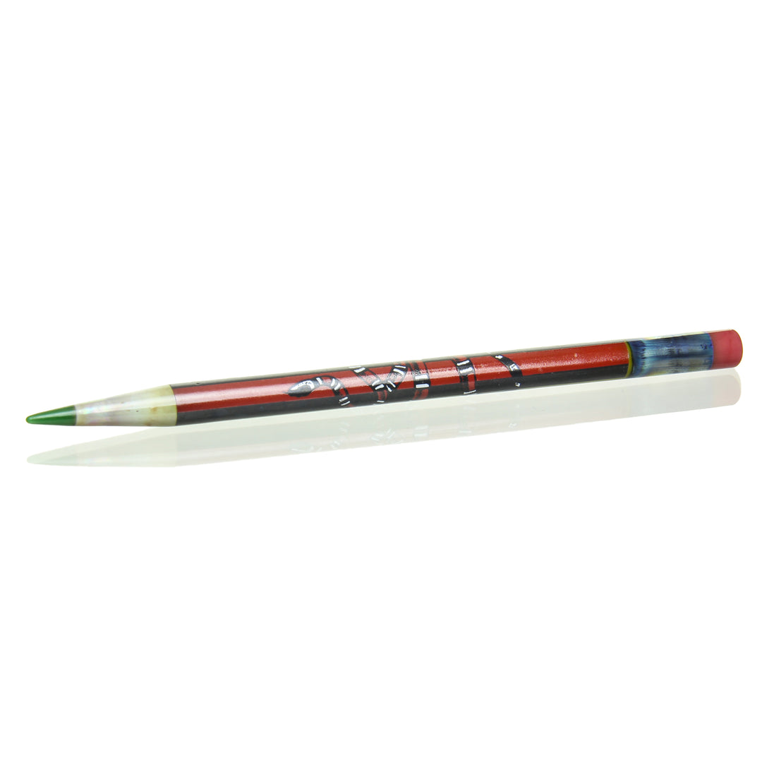 Sherbet Glass x Ski Mask Glass Gucci Pencil Dabber Green Tip — collab heady glass pencil dabber with Gucci-pattern body and green tip